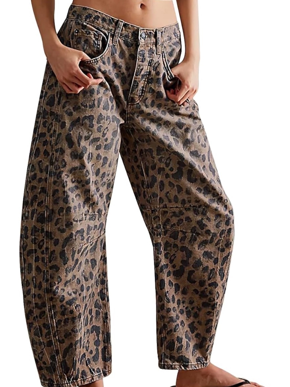 Leopard Print Wide-Leg Women’s Pants - Brown